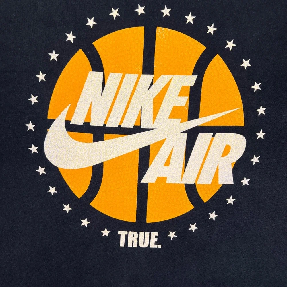 Nike Air Shirt Men 2XL Navy True Basketball Athletic AF1 Sleeve Graphic Logo Y2K